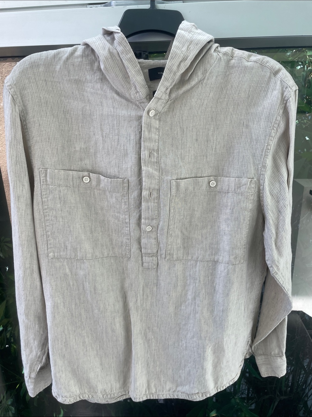 Vince hooded linen shirt